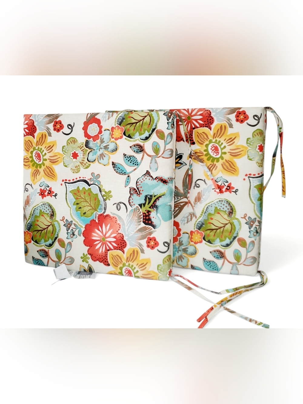 Pillow Perfect Bright Floral Indoor/Outdoor 2 Pcs Chair Cushion 20x20" NWOT